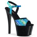 Černé sexy boty s modrými holografickými pásky SKY309HG/TEHG/B