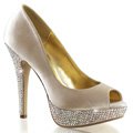 Luxusní béžová svatební obuv na podpatku a platformě LOLITA-02/CHASA