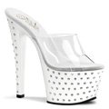 STARDUST-701/C/W Luxusní bílé pantofle na podpatku