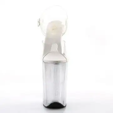 Průhledné sandály s třpytkami na pole dance INF908MG/C/M | INFINITY-908MG Pleaser - zepředu