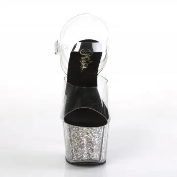 Stříbrné taneční sexy boty na vysokém podpatku ADO708CG/C/SG | ADORE-708CG Pleaser - zepředu