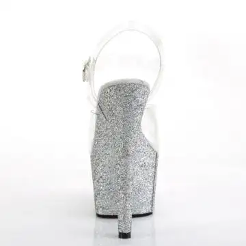 Stříbrné sexy sandály pro go-go tanečnice ADO708HMG/C/SG | ADORE-708HMG Pleaser - zezadu