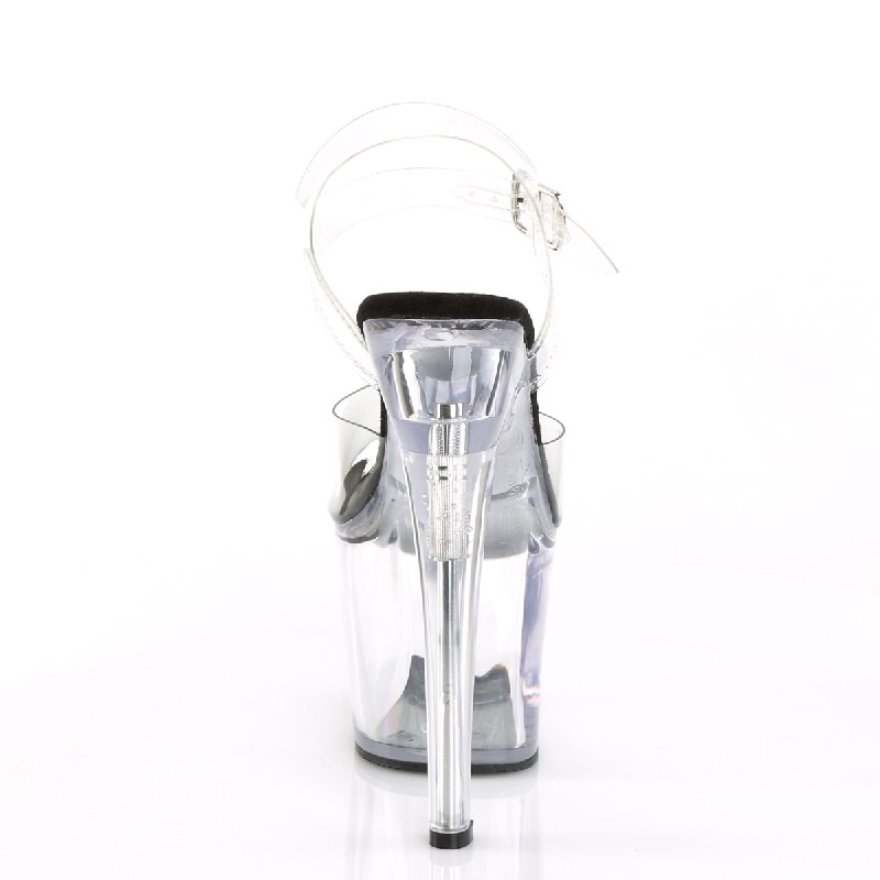 Průhledné sandály na vysokém podpatku RAD708/C-B/C | RADIANT-708 Pleaser - zezadu