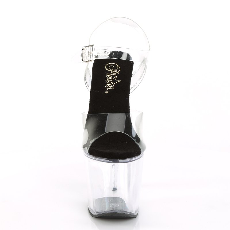 Průhledné sandály na vysokém podpatku RAD708/C-B/C | RADIANT-708 Pleaser - zepředu