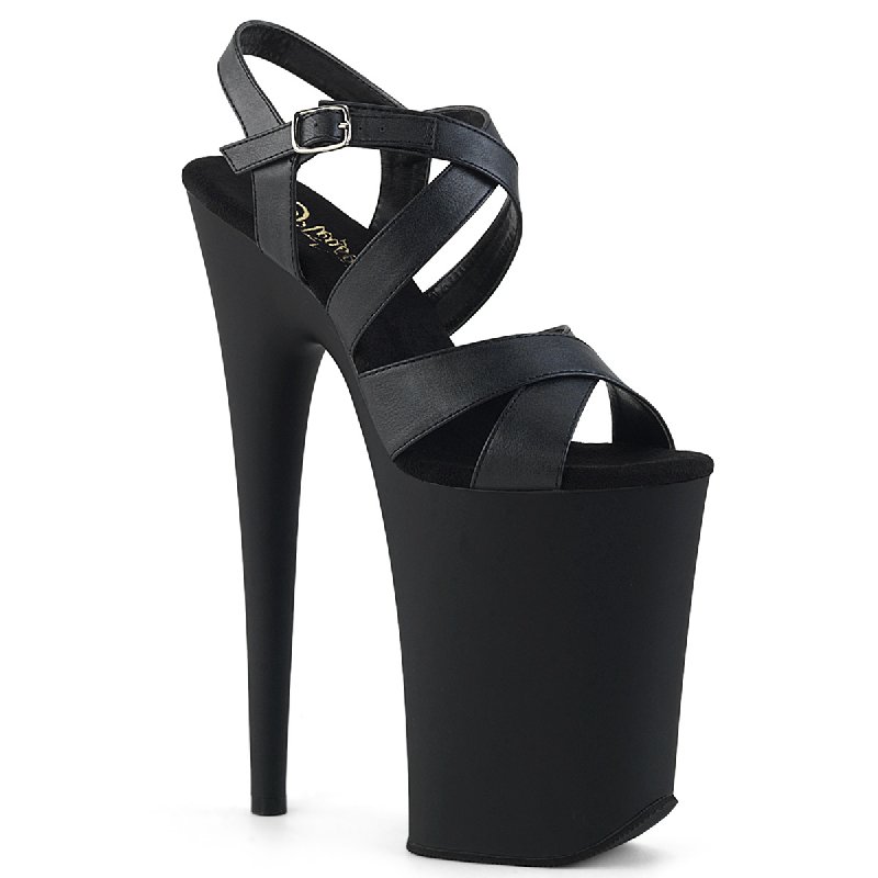 Černé matné boty extrémní vysoké podpatky INF997/BPU/M | INFINITY-997 Pleaser