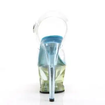 Modrožluté sexy boty na vysokém podpatku MOON708MCT/C/LBLU | MOON-708MCT Pleaser - zezadu
