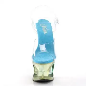Modrožluté sexy boty na vysokém podpatku MOON708MCT/C/LBLU | MOON-708MCT Pleaser - zepředu