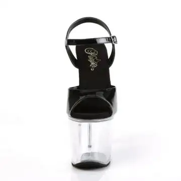 Černé sandály s průhledným podpatkem a platformou RAD709/B/C | RADIANT-709 Pleaser - zepředu
