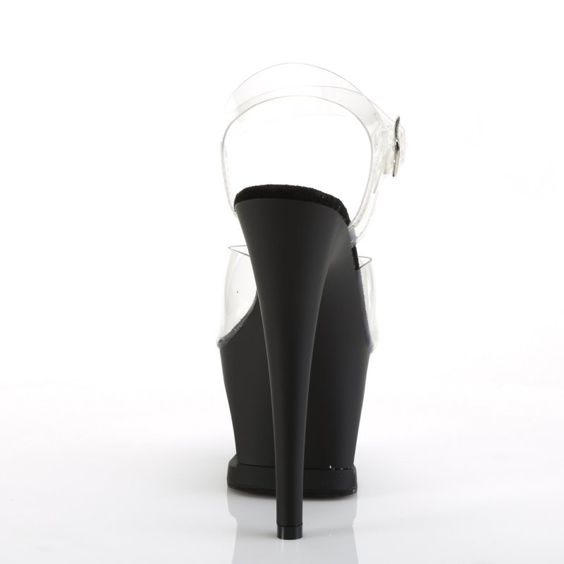 MOON708SK/C/B-PW Taneční pole dance boty s lebkou v platformě | MOON-708SK Pleaser - zezadu