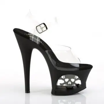 MOON708SK/C/B-PW Taneční pole dance boty s lebkou v platformě | MOON-708SK Pleaser - z vnějšku