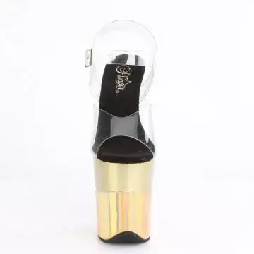 Zlaté sandály na ohromném podpatku FLAM808-2HGM/C/GGHG | FLAMINGO-808-2HGM Pleaser - zepředu