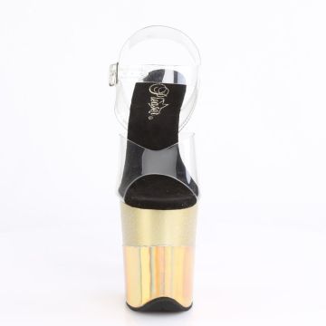 Zlaté sandály na ohromném podpatku FLAM808-2HGM/C/GGHG | FLAMINGO-808-2HGM Pleaser - zepředu