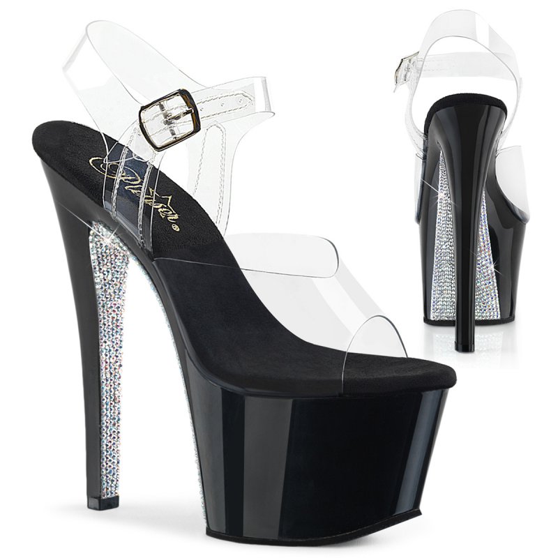Luxusní sexy boty se stříbrnými kamínky SKY308CRS/C/B-SRS | SKY-308CRS Pleaser