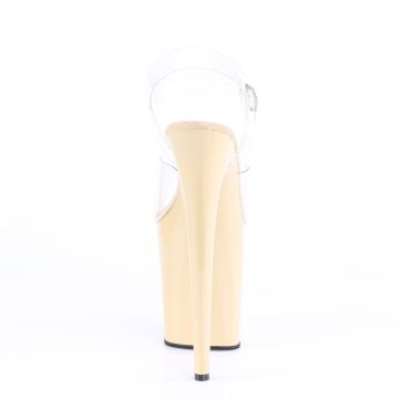 FLAM808/C/CR krémové sexy sandály | FLAMINGO-808 Pleaser - zezadu