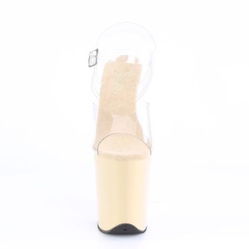 FLAM808/C/CR krémové sexy sandály | FLAMINGO-808 Pleaser - zepředu