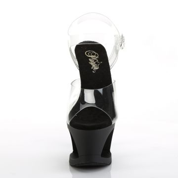 Černé sandály na vysokém podpatku MOON708/C/B | MOON-708 Pleaser - zepředu Černé sandály na vysokém podpatku MOON708/C/B | MOON-708 Pleaser - zepředu