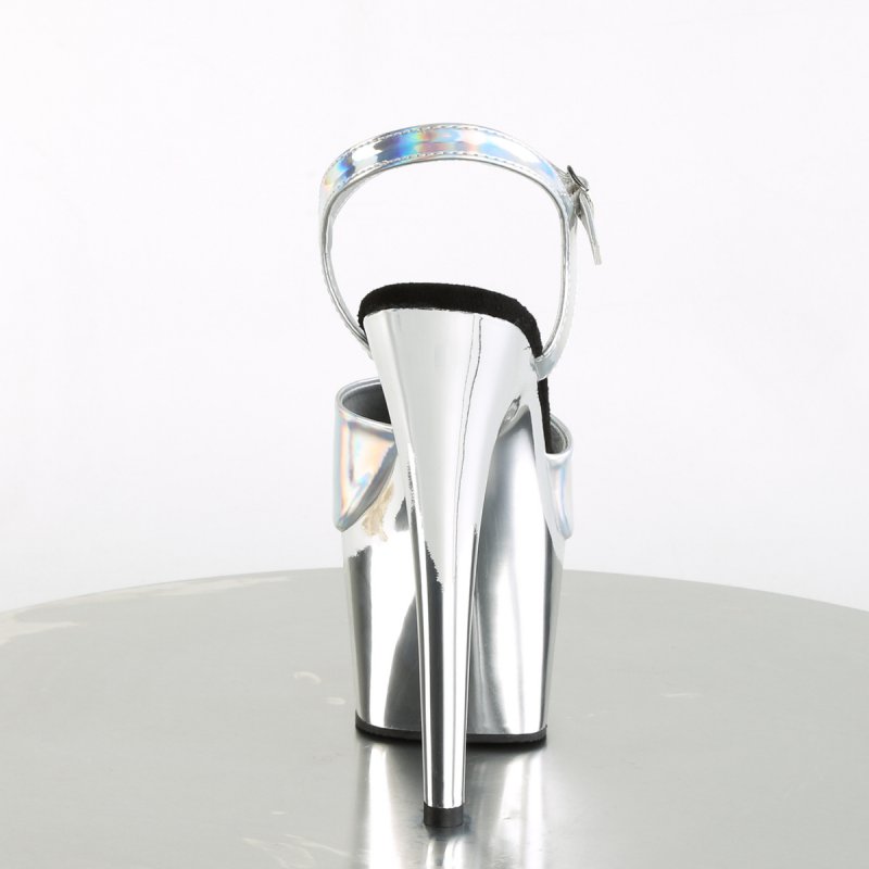 Stříbrné striptýz boty s hologramem ADO709HGCH/SHG/SCH | ADORE-709HGCH Pleaser - zezadu