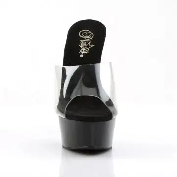 Černé sexy boty na podpatku a platformě DEL601/C/B | DELIGHT-601 Pleaser - zepředu