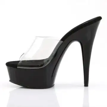 Černé sexy boty na podpatku a platformě DEL601/C/B | DELIGHT-601 Pleaser - z vnitřku