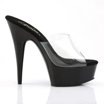 Černé sexy boty na podpatku a platformě DEL601/C/B | DELIGHT-601 Pleaser - z vnějšku