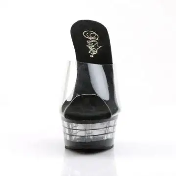 Černé sexy pantofle s proužky DEL601LN/C/B | DELIGHT-601LN Pleaser - zepředu