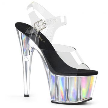 Sandály na pole dance | ADORE-708HGI ADO708HGI/C/S Taneční sexy se stříbrným hologramem Pleaser