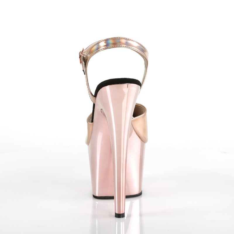 Zlato-růžové striptýz boty s hologramem ADO709HGCH/ROGLDHG/M | ADORE-709HGCH Pleaser - zezadu