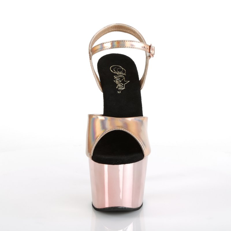 Zlato-růžové striptýz boty s hologramem ADO709HGCH/ROGLDHG/M | ADORE-709HGCH Pleaser - zepředu