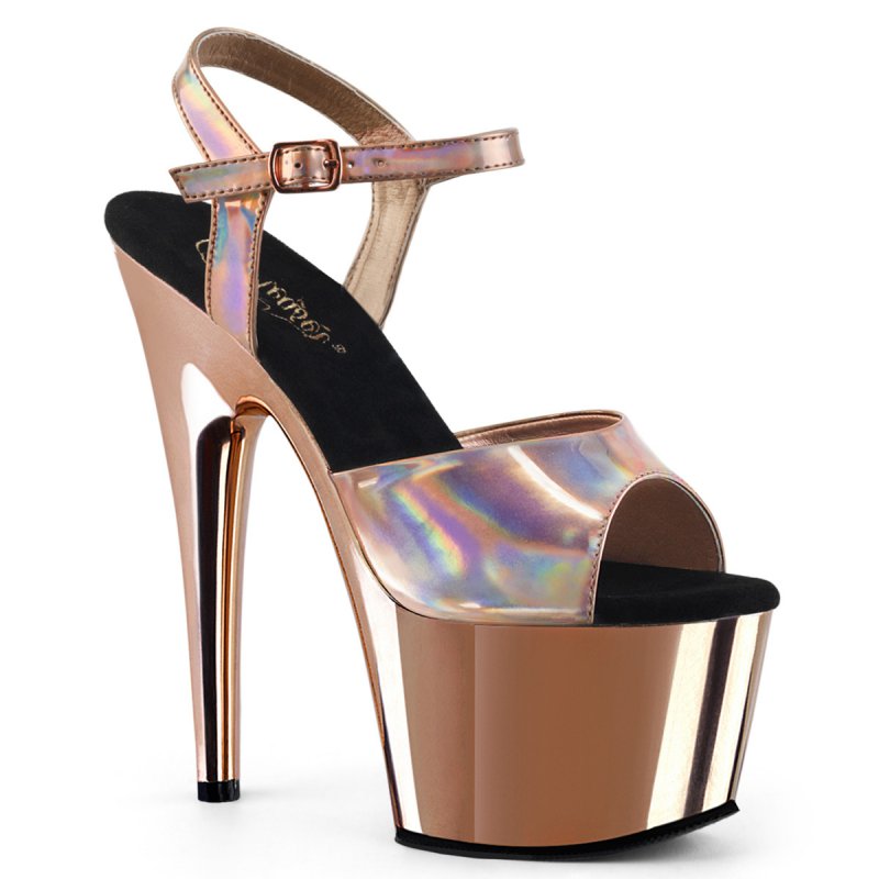 Zlato-růžové striptýz boty s hologramem ADO709HGCH/ROGLDHG/M | ADORE-709HGCH Pleaser