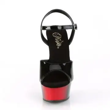 Černo-červené taneční sandály na pole dance DEL609BR/B/R-B | DELIGHT-609BR Pleaser - zepředu