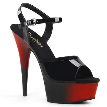 Černo-červené taneční sandály na pole dance DEL609BR/B/R-B | DELIGHT-609BR Pleaser