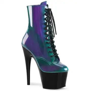 Fialovo-zelené taneční kozačky ADO1020SHG/PP-GRN/B Pleaser