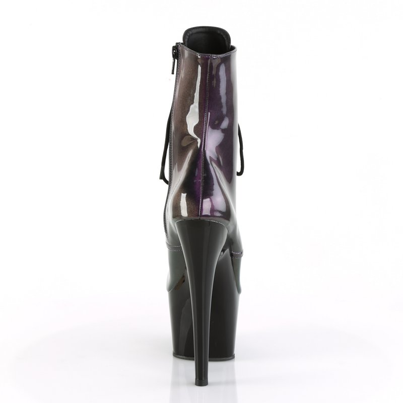 Fialovo-zelené taneční kozačky ADO1020SHG/PP-OL/B Pleaser | ADORE-1020SHG Pleaser - zezadu