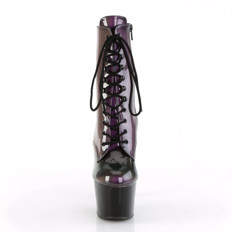 Fialovo-zelené taneční kozačky ADO1020SHG/PP-OL/B Pleaser | ADORE-1020SHG Pleaser - zepředu