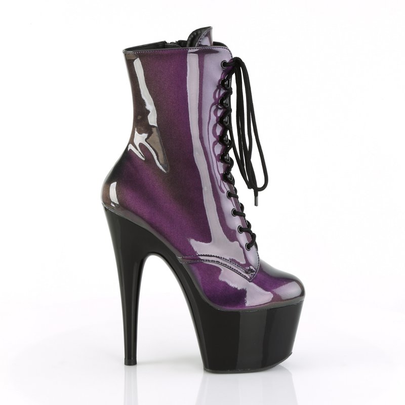 Fialovo-zelené taneční kozačky ADO1020SHG/PP-OL/B Pleaser | ADORE-1020SHG Pleaser - z vnějšku