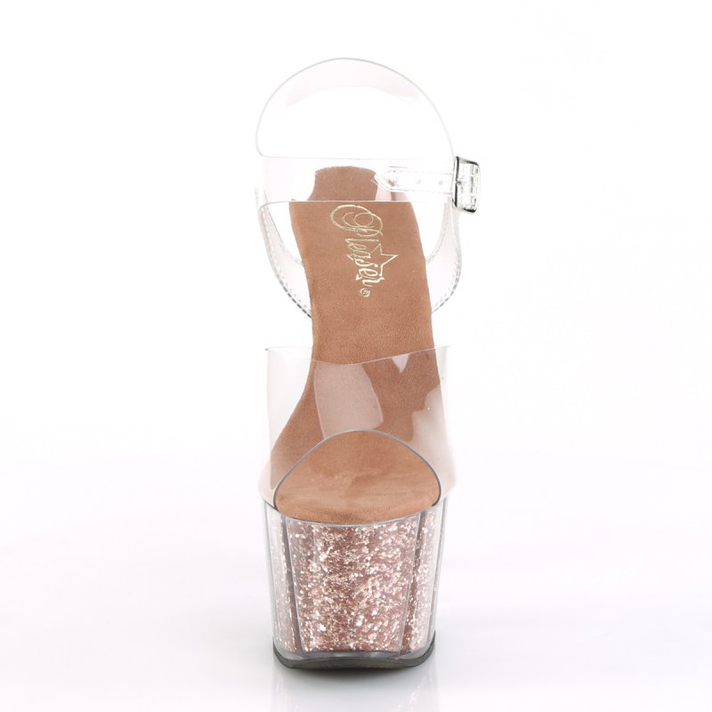 Zlato růžové sexy boty na podpatku ADO708G/C/ROGLDG | ADORE-708G Pleaser - zepředu