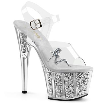 ADORE-708GTG ADO708GTG/C/SG Stříbrné sexy sandály na vysokém podpatku a platformě Pleaser