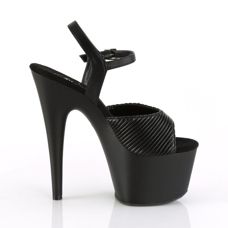 Černé sexy boty s vroubkovanými pásky ADO709/BQTPU/M | ADORE-709 Pleaser - z vnějšku