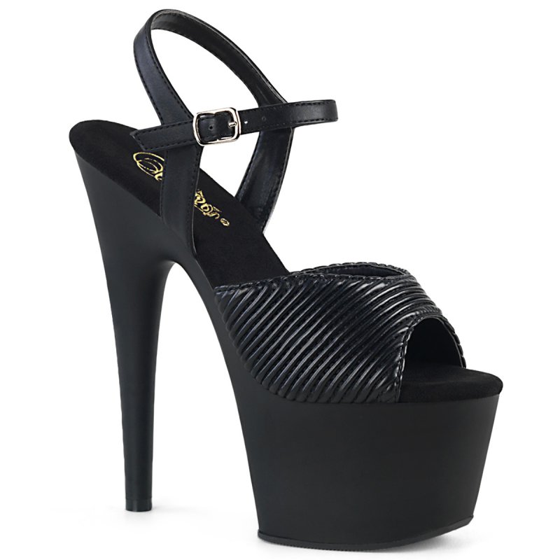 Černé sexy boty s vroubkovanými pásky ADO709/BQTPU/M | ADORE-709 Pleaser
