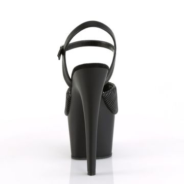 Černé sexy boty s vroubkovanými pásky ADO709/BQTPU/M | ADORE-709 Pleaser - zezadu