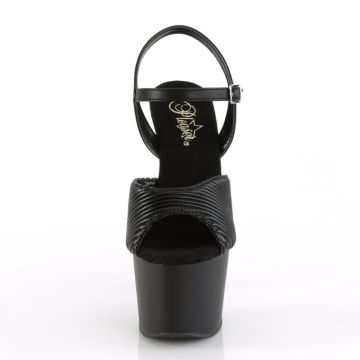 Černé sexy boty s vroubkovanými pásky ADO709/BQTPU/M | ADORE-709 Pleaser - zepředu