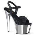 Stříbrné a černé sexy boty ADO709/BQTPU/SCH | ADORE-709 Pleaser