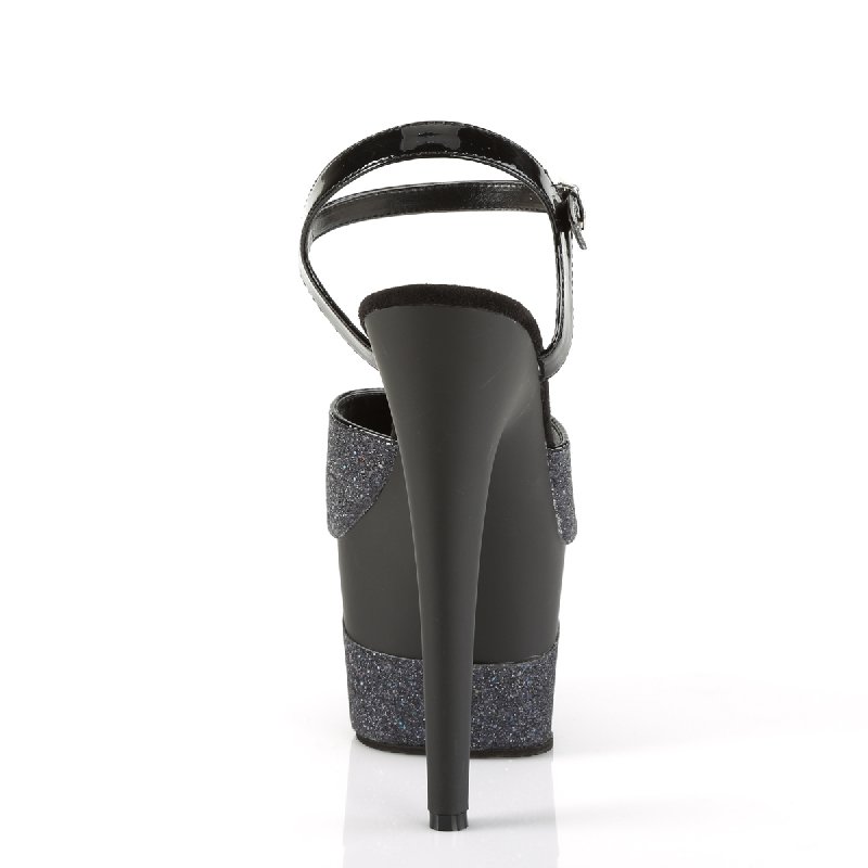 Černé sexy boty s třpytkami ADO709-2G/BG/M | ADORE-709-2G Pleaser - zezadu