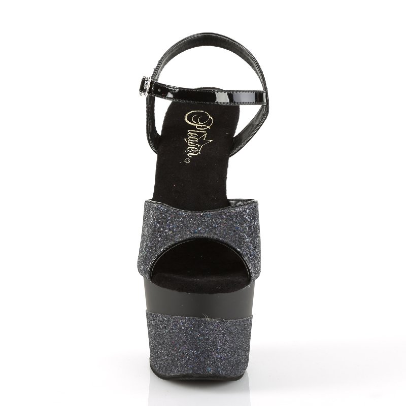Černé sexy boty s třpytkami ADO709-2G/BG/M | ADORE-709-2G Pleaser - zepředu