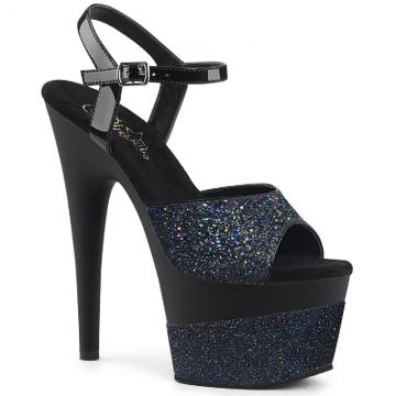 Sandály na go-go dance | Černé sexy boty s třpytkami ADO709-2G/BG/M Pleaser