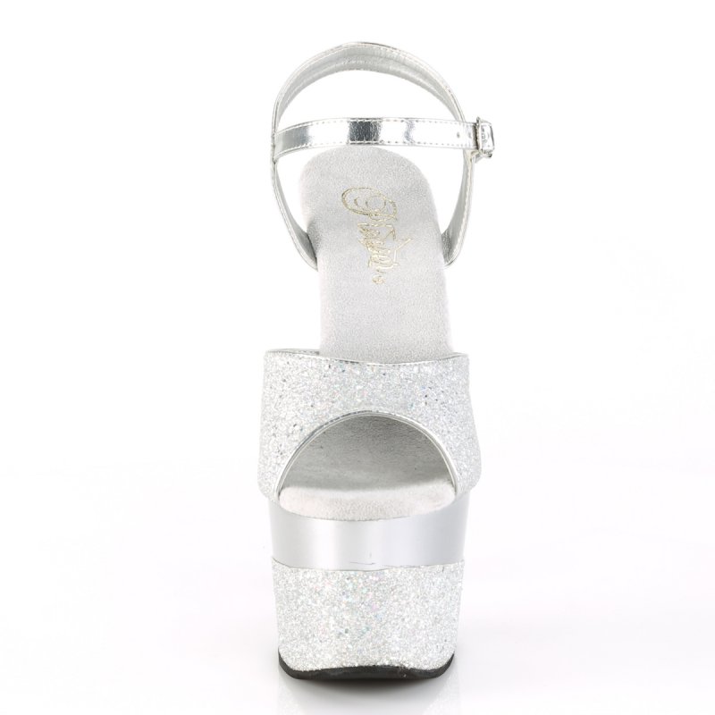 Stříbrné sexy boty ADO709-2G/SG/M | ADORE-709-2G Pleaser - zepředu