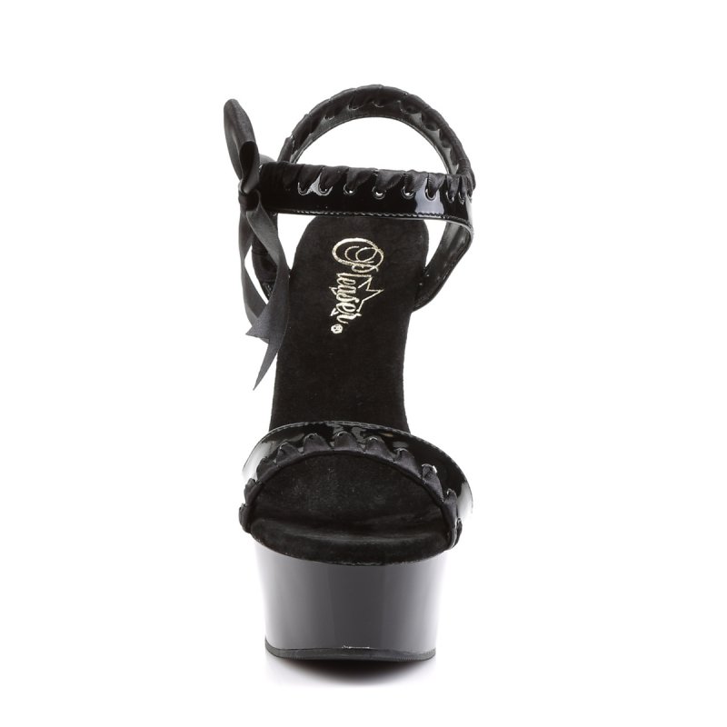 černé svůdné boty s mašlí DELIGHT-615 | DELIGHT-615 Pleaser - zepředu