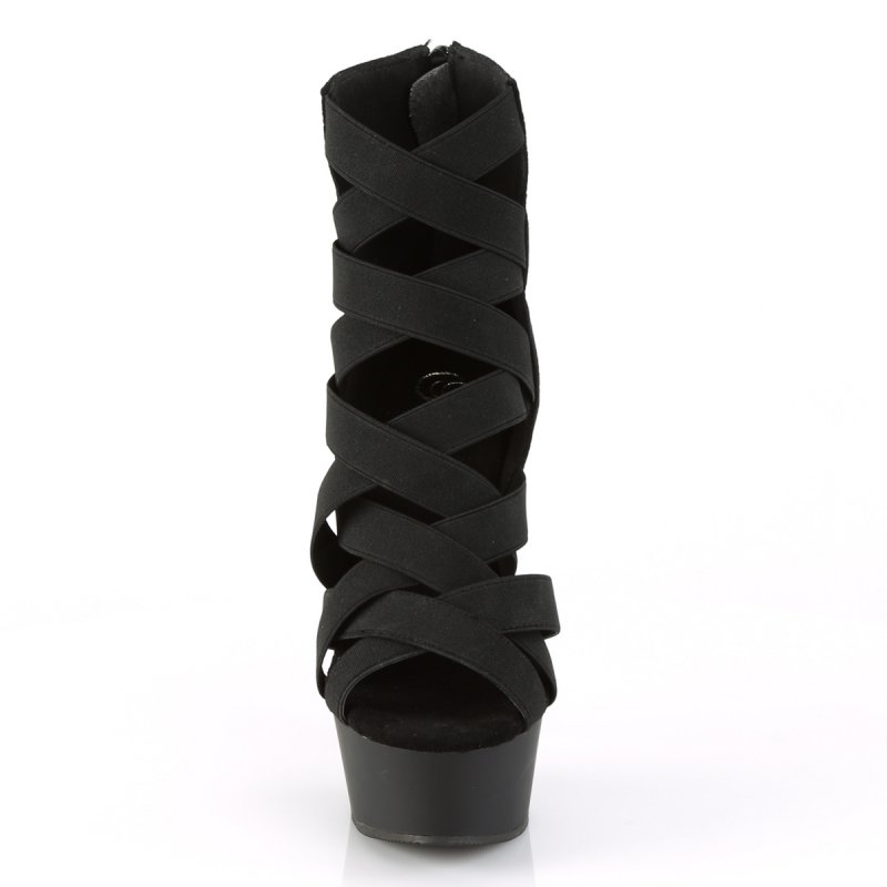 Černé páskové sexy boty DEL600-24/BELS-MF/M Pleaser | DELIGHT-600-24 Pleaser - zepředu