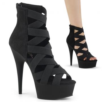 Černé páskové sexy boty DEL600-24/BELS-MF/M Pleaser