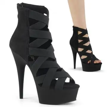 Černé páskové sexy boty DEL600-24/BELS-MF/M Pleaser | DELIGHT-600-24 Pleaser